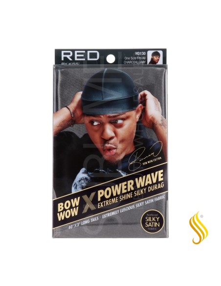 Red Kiss Power Wave Extreme Silky Durag Charcoal Gray Capa De Cabello